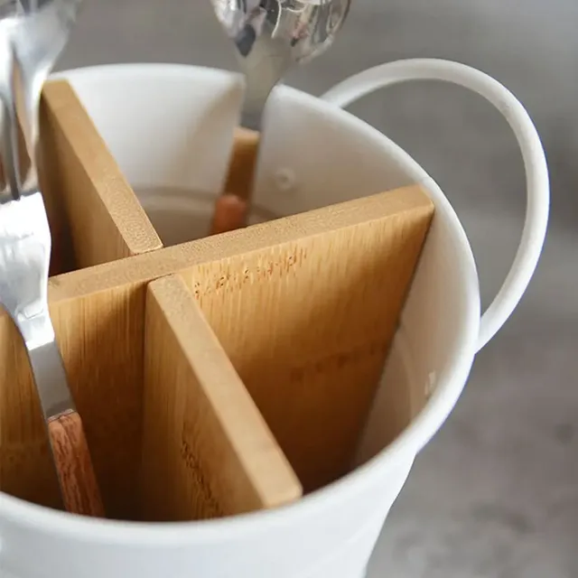 Organisateur ustensiles cuisine couverts bambou acier… – vue 3