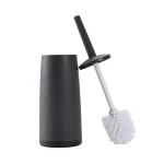 Brosse de toilette au design moderne avec support et couvercle noirs pour brosses de nettoyage de salle de bain
