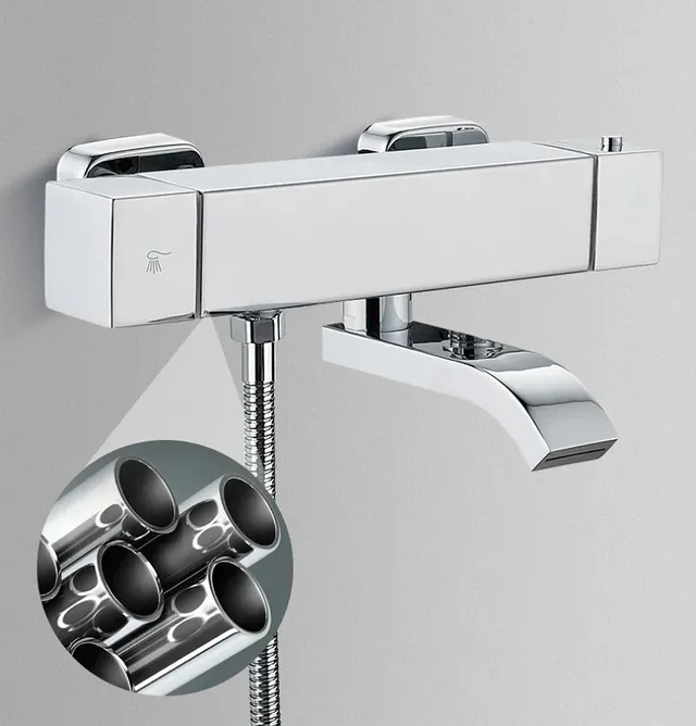 Mitigeur thermostatique mural baignoire douche acier… – vue 6