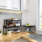 Organisateur extensible de comptoir de cuisine, organisateur d&rsquo;étagère d&rsquo;armoire empilable, support à épices peu encombrant, adapté au garde-manger et au chauve-souris