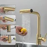 Robinet de cuisine en or brossé extractible…