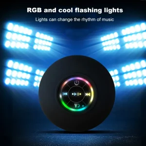 Haut-parleur de douche Bluetooth Portable, étanche IPX4, avec ventouse, lumières LED, basse stéréo 3D, sans fil, pour salle de bain, pour téléphone Haut-parleur de douche Bluetooth Portable, étanche IPX4, avec ventouse, lumières LED, basse stéréo 3D, sans fil, pour salle de bain, pour téléphone