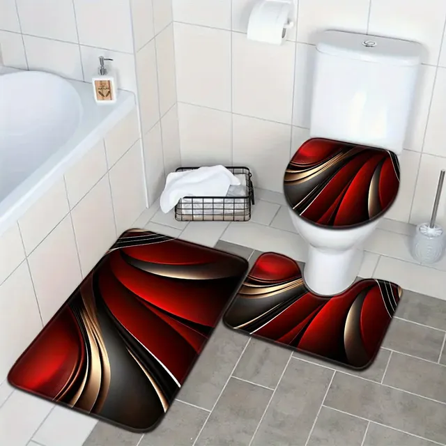 Ensemble de salle de bain rouge abstrait moderne – vue 2