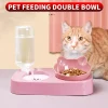 1 pièce-cuiseur pour chat Double bol pour chien eau potable automatique pour chiens et chats alimentation Double bol, adapté aux animaux de compagnie
