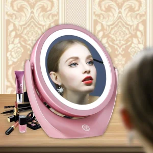 Miroir de Maquillage Rond Double Face Grossissant 5X/1X, Autoportant, Portable Miroir de Maquillage Rond Double Face Grossissant 5X/1X, Autoportant, Portable