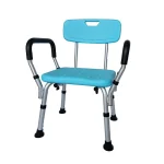 Chaise de douche pour douche intérieure avec accoudoirs et dossier, siège de douche robuste et éclatable pour baignoire, siège de bain de sécurité réglable en hauteur