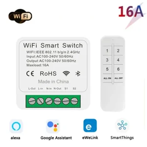 EWeLink-Mini commutateur intelligent sans fil, WiFi, 16A, SkeSupport, simple, double commande, via SmartThings, Alexa, Google, Yandex Alice