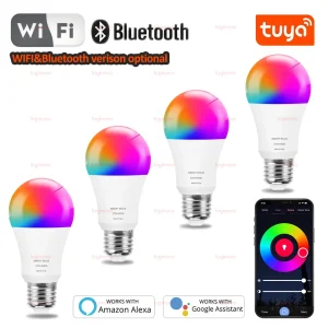 Tuya – ampoule LED intelligente E27 RGB 15W 20W, Wifi, Bluetooth, éclairage de décoration pour la maison, 220V 110V, pour Alexa Google Assistant Tuya – ampoule LED intelligente E27 RGB 15W 20W, Wifi, Bluetooth, éclairage de décoration pour la maison, 220V 110V, pour Alexa Google Assistant