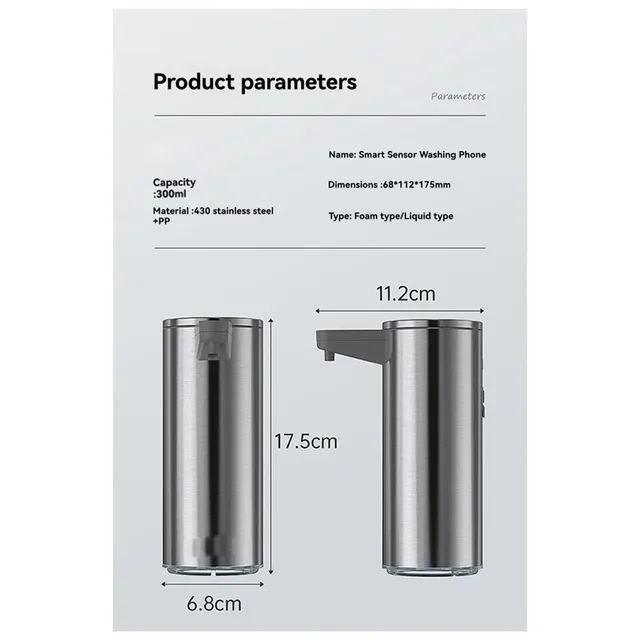 Distributeur savon automatique inox sans contact capteur… – vue 2