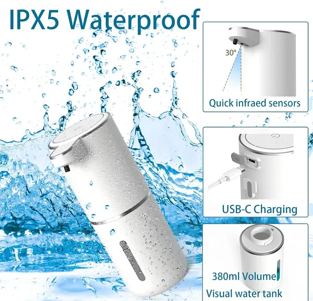Distributeur automatique de savon Rechargeable par USB – vue 3
