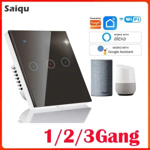 Interrupteur mural tactile Wifi, télécommande 1, 2, 3 gangs, lumière Led sans fil, écran tactile intelligent, verre