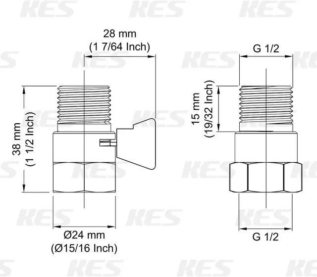 Vanne d'arrêt de douche G1/2 " – vue 3