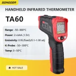 Thermomètre Infrarouge Industriel pour Huile Eau Cuisine Pâtisserie Froid Mesure Sans Contact Haute Précision Affichage Numérique