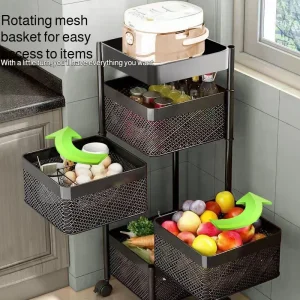 Organisateur rotatif de cuisine, étagères de rangement multicouches mobiles sur pied, gain de place pour la maison, panier de fruits et légumes, chariot