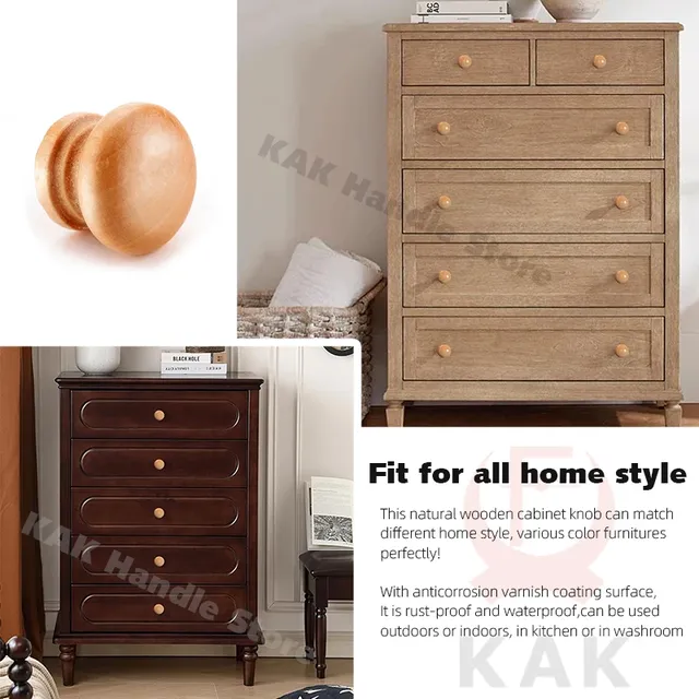 KAK 10 pièces bouton d'armoire en bois naturel rond… – vue 4