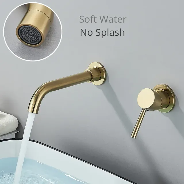 Robinet de lavabo en or brossé/noir – vue 4