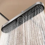 Nouveau 1pc 19 pouces haute pression 3 Mode pluie luxe salle de bain pomme de douche réglable Anti-colmatage buses en Silicone économie d&rsquo;eau