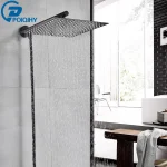 Pommeau de douche à effet de pluie noir, pomme de douche de salle de bains en acier inoxydable, bras de douche mural en laiton, tuyau de douche de 150cm, pomme ultra-mince