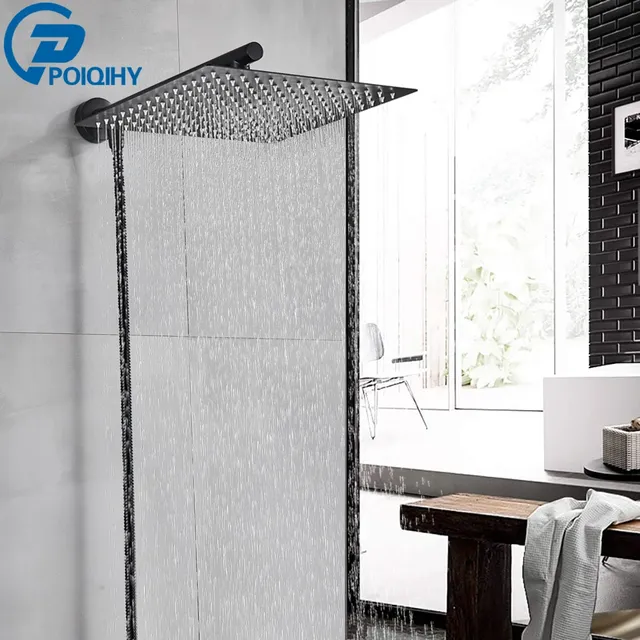 Pommeau de douche à effet de pluie noir