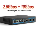 Commutateur 2.5G 6 Ports commutateur réseau 2.5Gbe 4-2.5Gbps RJ45 et commutateur non géré Mutil-Gigabit 2-10Gb SFP + pour Wifi 6 NAS, PC, AP