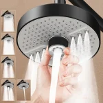 Pommeau de douche à effet de pluie, 5 Modes, grand débit, superchararge, rond, haute pression, pulvérisation supérieure, accessoires de salle de bains, 175mm