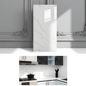 Papier peint vinyle autocollants pelable imperméable résistant huile moisissure brillant imitation marbre blanc veines grises crédence plan travail cuisine moderne Papier peint vinyle autocollants pelable imperméable résistant huile moisissure brillant imitation marbre blanc veines grises crédence plan travail cuisine moderne