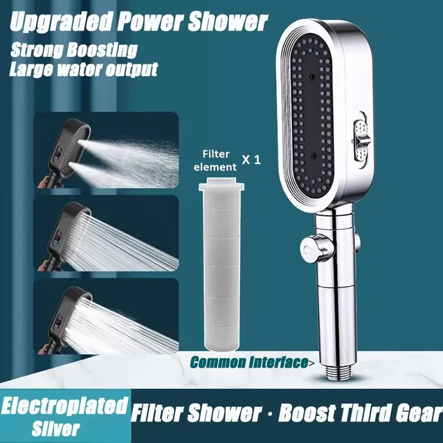 Pommeau de douche haute pression 3 en 1 avec filtre