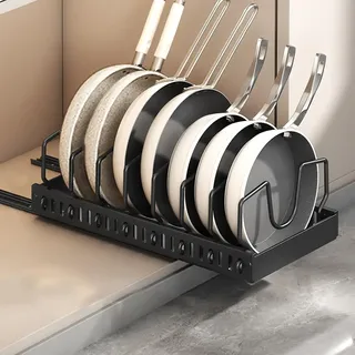 Organisateur casseroles poêles couvercles coulissant rails séparateurs…