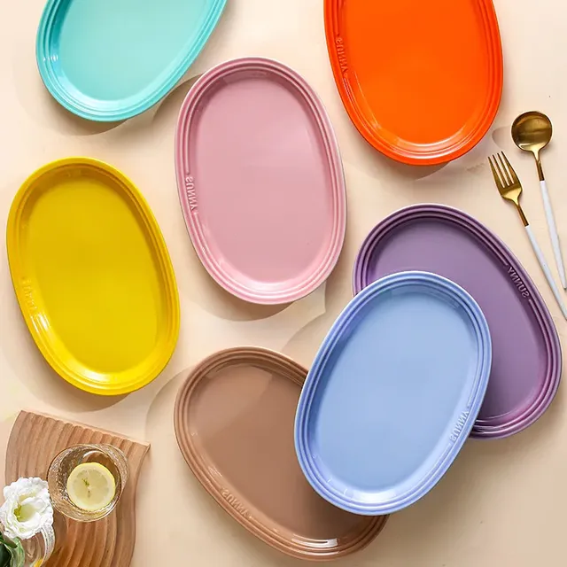 Assiettes de service ovales en porcelaine – vue 2