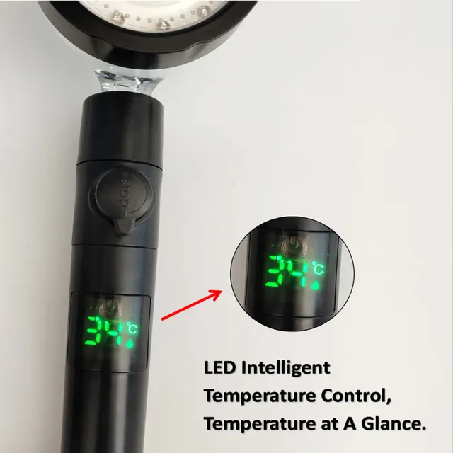 Pommeau de douche LED avec bouton d'arrêt – vue 3