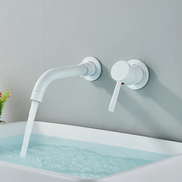 Robinet de lavabo noir mural à 2 trous – vue 5
