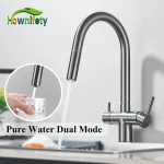 Filtre en Nickel Brossé Chromé Gris Pistolet, Poignée de Touriste, Eau Chaude et Froide, Grue de Centre Commercial, Eau Pure d&rsquo;Évier de Cuisine