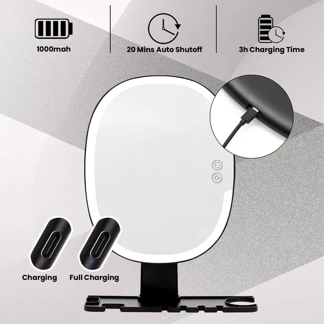 Miroir antibuée LED mural rechargeable batterie 1000mAh… – vue 5