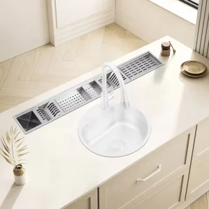 Évier de cuisine dissimulé en acier inoxydable, lavabo à cuvette unique fait à la main, longue durée de vie, meilleure vente