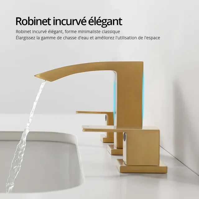 Robinet de lavabo en or brossé – vue 5