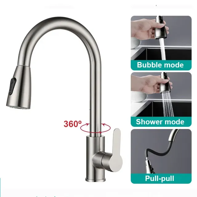 Robinets de cuisine en acier inoxydable 304