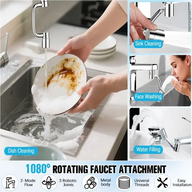 Complet 1080 ° Extension de robinet de cuisine pivotante… – vue 6
