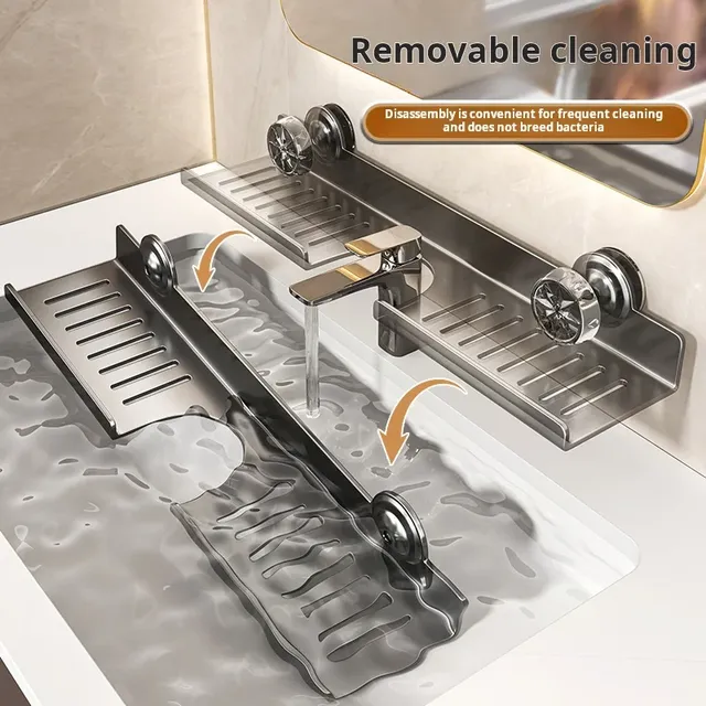 Étagère murale lavabo inoxydable brossé ventouse… – vue 4