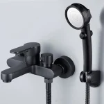 Robinet de baignoire noir, mitigeur de douche, Triple robinet à ouverture latérale, mitigeur chaud et froid, accessoires de salle de bains