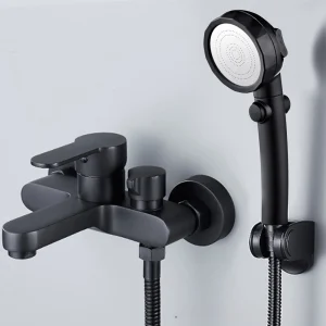 Robinet de baignoire noir, mitigeur de douche, Triple robinet à ouverture latérale, mitigeur chaud et froid, accessoires de salle de bains