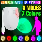 LED lampe de toilette intelligente PIR capteur de mouvement veilleuse étanche cuvette de toilette siège rétro-éclairage WC atmosphère éclairage 7 couleurs 3 Modes