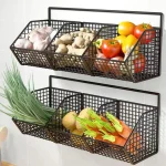 Étagère de rangement murale de cuisine, support de Fruits et légumes, oignon, ail, condiments, épices, étagère de rangement monocouche, organisateur