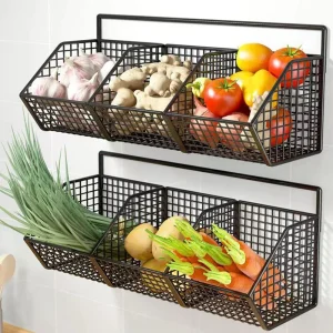 Étagère de rangement murale de cuisine, support de Fruits et légumes, oignon, ail, condiments, épices, étagère de rangement monocouche, organisateur