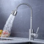 Robinet de cuisine rotatif, Mode réglable, robinet d&rsquo;eau froide unique universel, robinet d&rsquo;eau de cuisine en acier inoxydable monté sur le pont