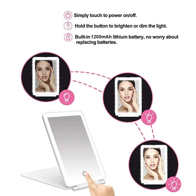 Miroir de maquillage pliant USB Charing – vue 3