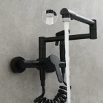 Mélangeur d&rsquo;évier de cuisine noir 304 SUS, robinet d&rsquo;évier pliable mural, mitigeur de pistolet haute pression, nickel noir brossé