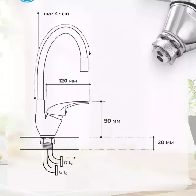 Robinet mitigeur d'eau chaude et froide – vue 6