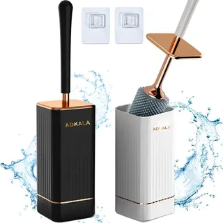 Brosse toilette silicone picots anti rayures manche métallique doré…