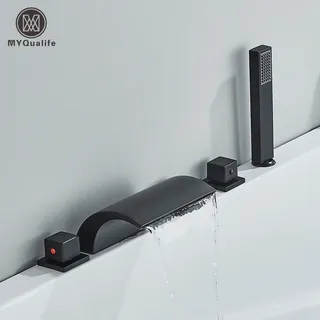 Robinet de baignoire cascade en laiton noir
