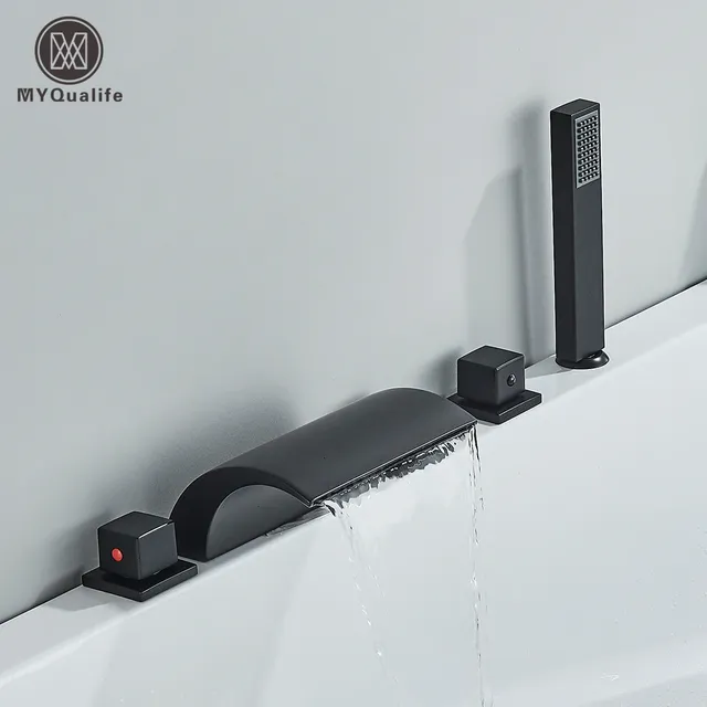 Robinet de baignoire cascade en laiton noir